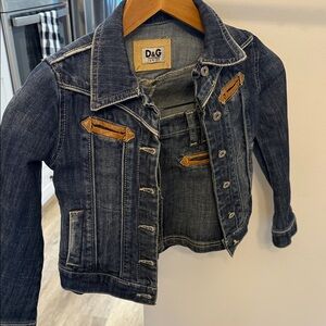 D&G Kids Dark Blue Jean Jacket and Skirt with Leather Accents